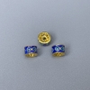 Findings Cloisonné Bead Rondelle Blue Sky Blue Enamel, Diameter 6x4mm+/- Hole, Diameter 1mm Gold-Coloured Metal, 1 pc