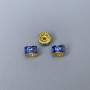 Findings Cloisonné Bead Rondelle Blue Sky Blue Enamel, Diameter 6x4mm+/- Hole, Diameter 1mm Gold-Coloured Metal, 1 pc