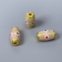 Findings Cloisonné Bead Barrel Pink Green Red Enamel, Diameter 8x14mm+/- Hole, Diameter 2mm Gold-Coloured Metal, 1 pc
