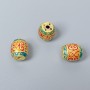 Findings Cloisonné Bead Barrel Red Green Enamel, Diameter 10x9mm+/- Hole, Diameter 1.8mm Gold-Coloured Metal, 1 pc
