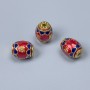 Findings Cloisonné Bead Barrel Red Blue Enamel, Diameter 10x8mm+/- Hole, Diameter 1.8mm Gold-Coloured Metal, 1 pc
