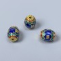 Findings Cloisonné Bead Barrel Blue Green Red Enamel, Diameter 8x10mm+/- Hole, Diameter 1.5mm Gold-Coloured Metal, 1 pc