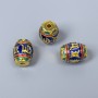 Cloisonné Bead Finding, Barrel Enamel, Diameter 8x10mm+/- Hole Diameter 1.5mm, Gold-Coloured Metal, 1pc