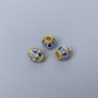 Cloisonné Bead Finding, Blue Sky-Blue Enamel, Diameter 6x7mm+/- Hole Diameter 2.3mm, Gold-Coloured Metal, 1pc