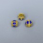Cloisonné Bead Finding, Blue Enamel, Diameter 6x7mm+/- Hole Diameter 3.5mm, Gold-Coloured Metal, 1pc