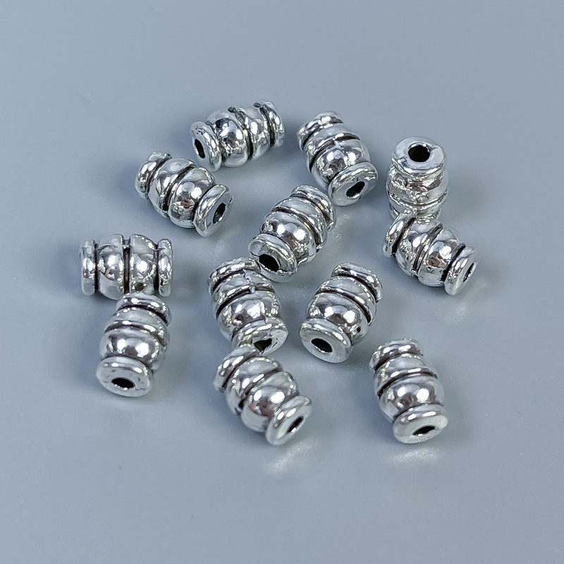 Bead Spacer Findings, Silver Metal Colour, Diameter 7x5mm+- Hole Diameter 1.5mm+- Pack of 28pcs