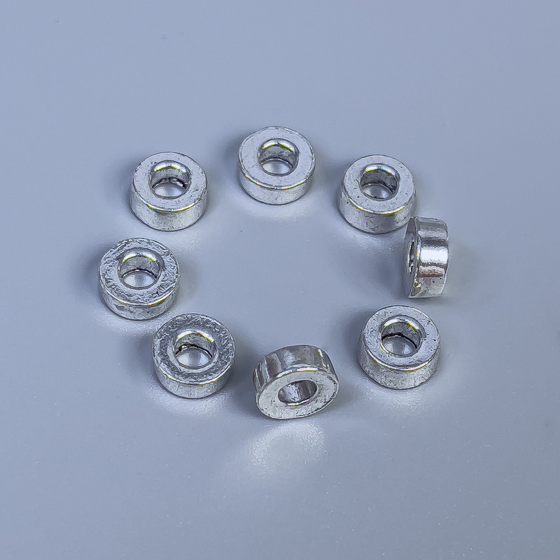 Insert Bead Finding, Silver Metal Colour, 6x2.5mm+/- Diameter, 2.8mm+/- Hole, Pack of 40pcs