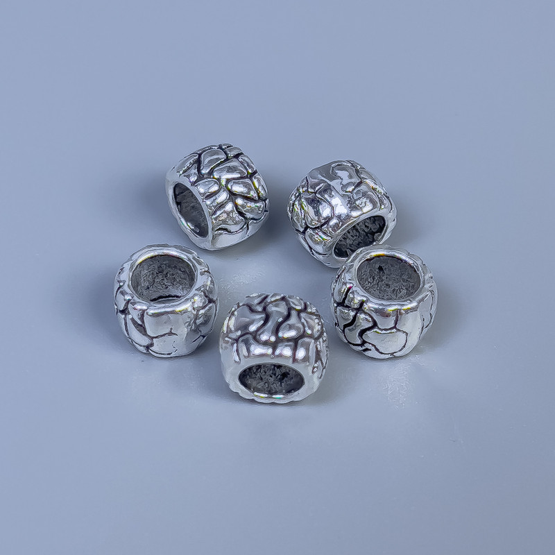 Insert Bead Finding, Silver Metal Colour, 8x6mm+/- Diameter, 4mm+/- Hole, Pack of 20pcs