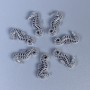 Findings Seahorse Spacer Bead, Silver Metal Colour, Diameter 15x7x3mm+/-, Hole Diameter 1mm+/-, Pack of 11pcs