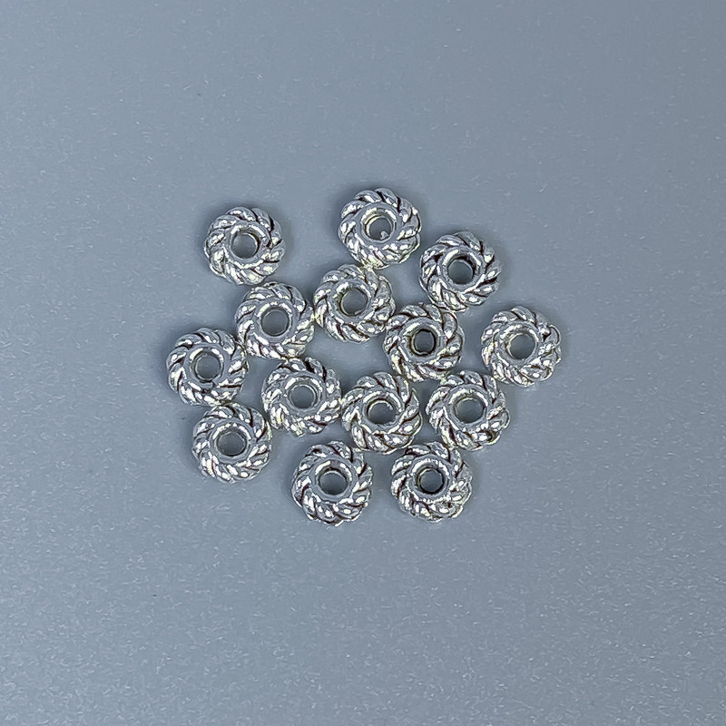 Beading Findings Spacer Bead, Silver Metal Colour, Diameter 4x1mm+- Hole Diameter 1mm+- Pack of 22pcs