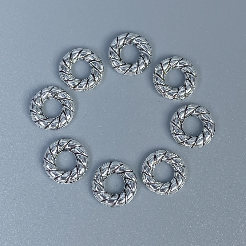 Findings Spacer Bead, Silver Metal Colour, Diameter 8x2mm+/-, Hole Diameter 3.5mm+/-, Pack of 38pcs