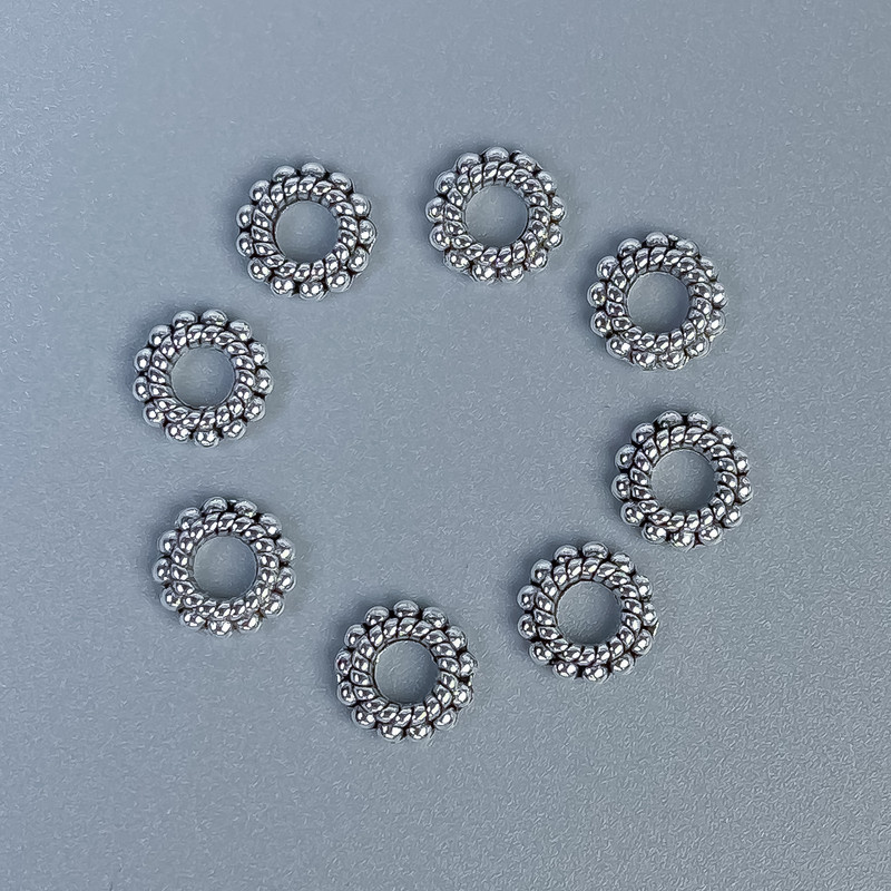 Findings Spacer Bead, Silver Metal Colour, Diameter 8x2mm+/-, Hole Diameter 3.5mm+/-, Pack 20g (~61pcs)