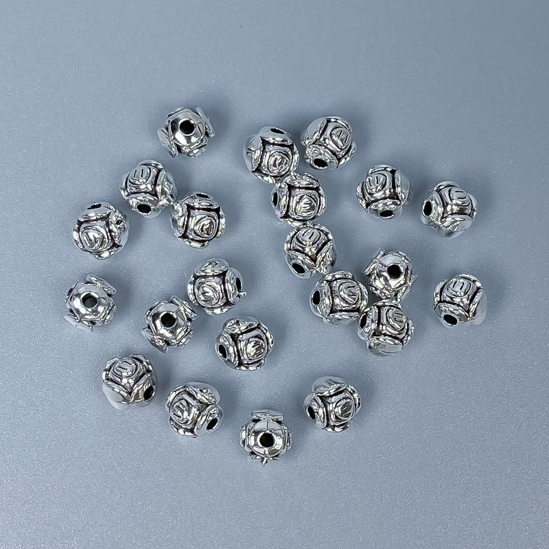 Findings Spacer Bead, Silver Metal Colour, Diameter 5x5mm+/-, Hole Diameter 1mm+/-, Pack 20g (~50pcs)