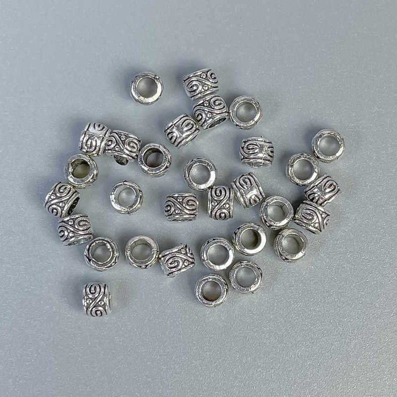 Findings Bead Insert, Silver-Coloured Metal, Diameter 3x4mm+/- Hole Diameter 2.5mm+/-, Packing 20g (~150 pcs)