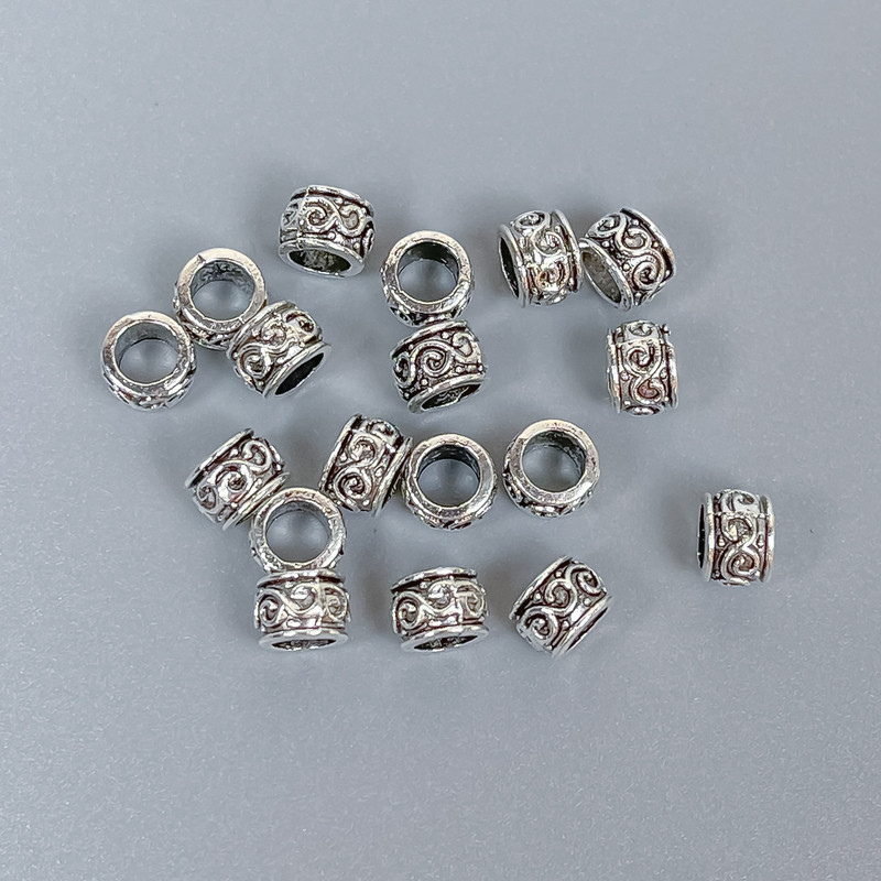 Findings Bead Insert, Silver-Coloured Metal, Diameter 5x3.5mm+/- Hole Diameter 3mm+/-, Packing 20g (~100 pcs)