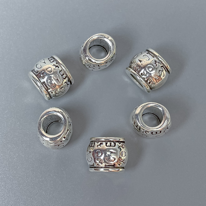 Findings Bead Insert, Silver-Coloured Metal, Diameter 9x10x9mm+/- Hole Diameter 5mm+/-, Packing 20g (~10 pcs)