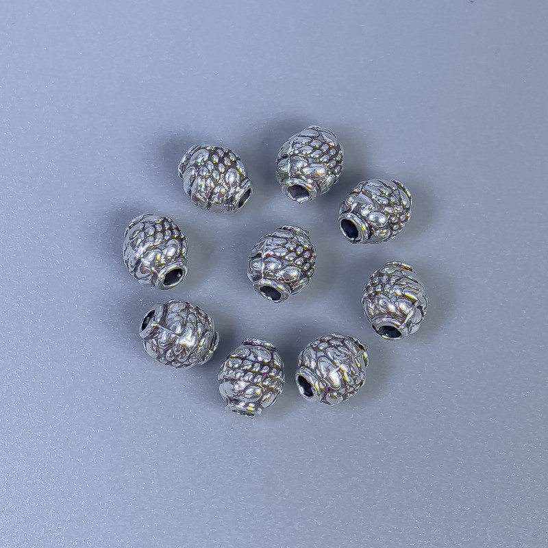 Findings Bead Insert, Silver-Coloured Metal, Diameter 6x5mm+/- Hole Diameter 1.5mm+/-, Packing 20g (~50 pcs)