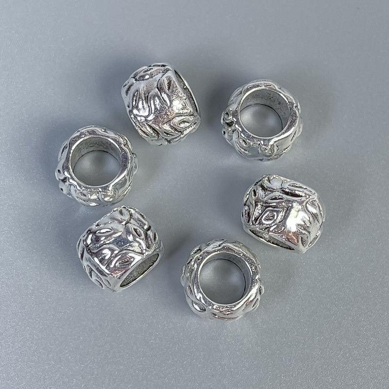 Findings Bead Insert, Silver-Coloured Metal, Diameter 10x8mm+/- Hole Diameter 6mm+/-, Packing 20g (~10 pcs)