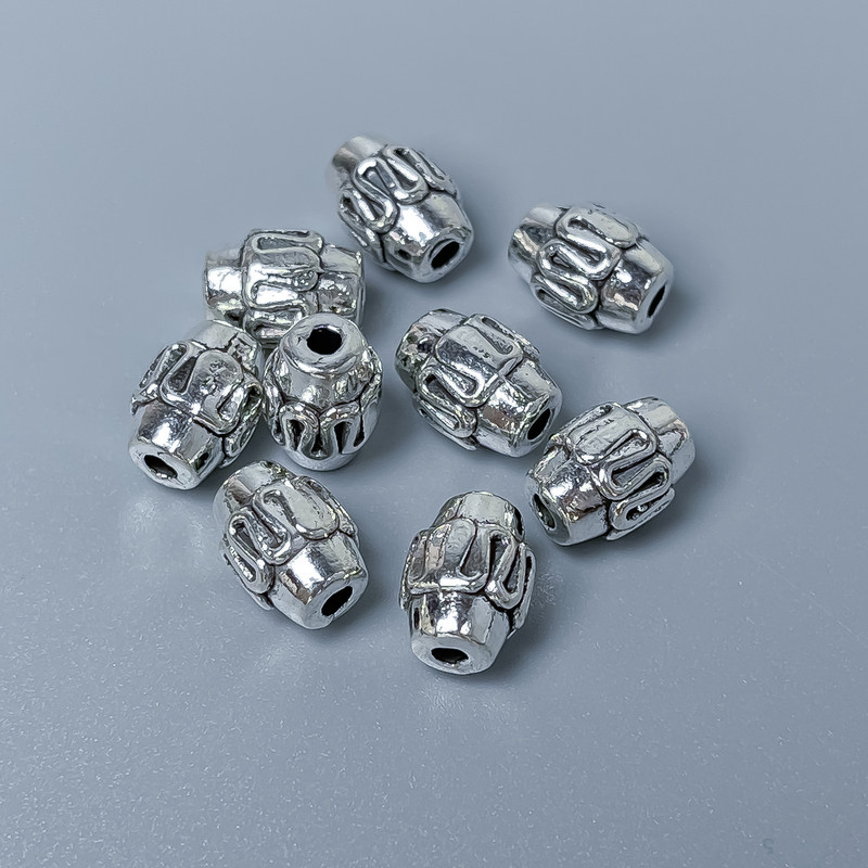 Spacer Bead Finding, Silver-Tone Metal, Diameter 7x9mm+- Hole, Diameter 1.8mm+- Pack of 20g (~15 pcs)