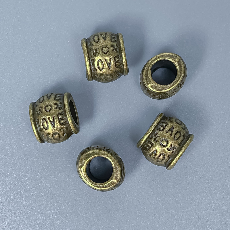 Bead Insert Findings, Bronze Metal Colour, Diameter 9x10mm+/-, Hole Diameter 5mm+/-, Pack of 10pcs
