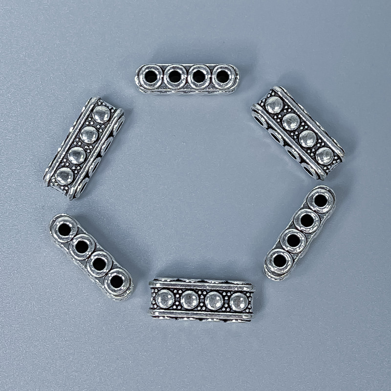 Row Spacer Bar Finding, Silver Metal Colour, Size 7x5x17mm+-, Hole Diameter 1.8mm+-, Pack 20g (~10pcs)