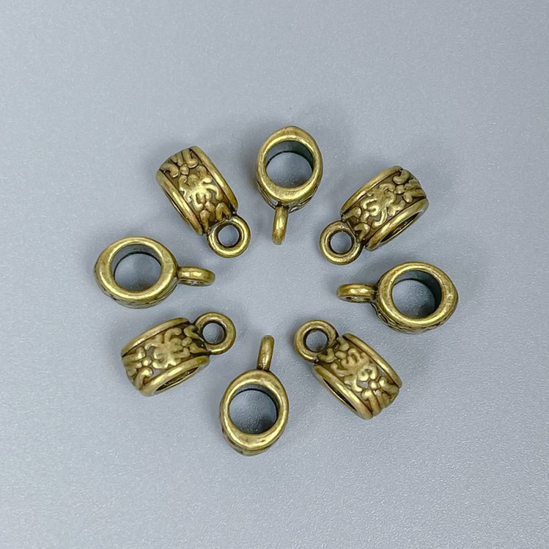 Bail Findings, Bronze Metal Colour, Size 11x6x5mm+/- Holes Diameter 4.5mm+/- and 2mm+/-, Pack of 20