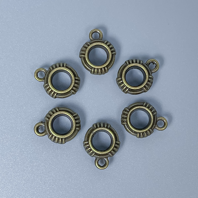 Bail Findings, Bronze Metal Colour, Size 13x10x4mm+/- Holes Diameter 5mm+/- and 1.5mm+/-, Pack of 18