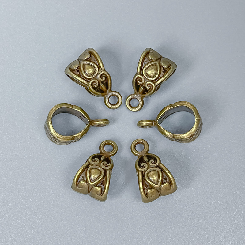Bail Findings, Bronze Metal Colour, Size 13x7x8mm+/- Holes Diameter 6mm+/- and 1.8mm+/-, Pack of 24