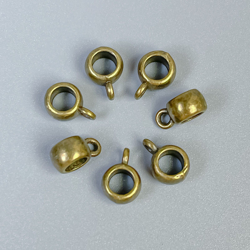 Bail Findings, Bronze Metal Colour, Size 9x4x6mm+/- Holes Diameter 4mm+/- and 1.5mm+/-, Pack of 40