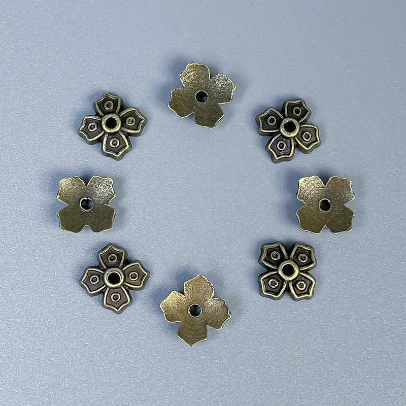 Bead Cap Findings, Bronze Metal Colour, Diameter 7x1mm+/- Hole Diameter 1mm+/-, Pack of 50