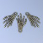 Skeleton Hand Pendant Finding, Bronze Metal Colour, Size 35x19x2mm +/-, Hole Diameter 3mm +/-, Pack 20g (~9pcs)