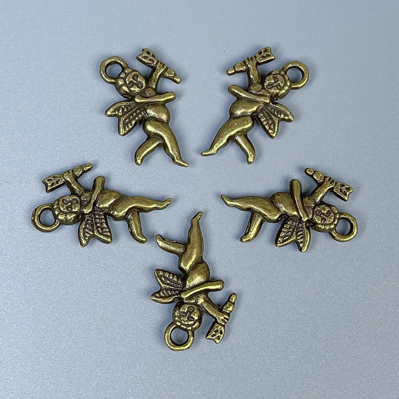Cupid Pendant Charm, Bronze Metal Colour, Size 23x14x3mm +/-, Hole Diameter 2.5mm +/-, Pack 20g (~12pcs)