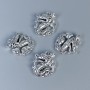 Dragon pendant finding, silver metal colour, size 21x17x7mm+/-, hole diameter 1.2mm+/-, pack of 4 pcs