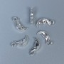 Moon Pendant Finding, silver-tone metal, size 13x6x3mm +/-, hole diameter 1.5mm +/-, pack 20g (~40 pcs)