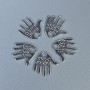 Handmade Palm (Hamsa) Pendant Finding, silver-tone metal, size 12x11x1mm +/-, hole diameter 1.5mm +/-, pack 20g (~50 pcs)