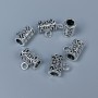 Bail Findings, Silver Metal Colour, Size 14x13x8mm+/-, Holes Diameter 5mm+/- and 2.5mm+/-, Pack of 10pcs