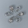 Bail Findings, Silver Metal Colour, Size 11x5x6mm+/-, Holes Diameter 4.5mm+/- and 2mm+/-, Pack of 20pcs