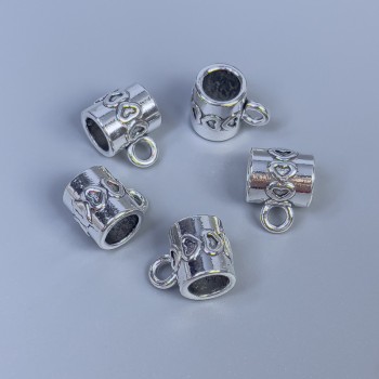 Bail Finding, Silver Colour, Size 9x8x7mm+/- Holes, Diameter 5mm+/-, Diameter 2mm+/- Pack 14 pcs