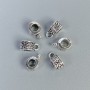 Bail Finding, silver-tone metal, size 10x5x6mm +/-, holes diameter 4mm +/- and 2mm +/-, pack 20g (~28 pcs)
