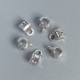 Bail Finding, silver-tone metal, size 8x5x6mm +/-, holes diameter 3mm +/- and 2mm +/-, pack 20g (~54 pcs)