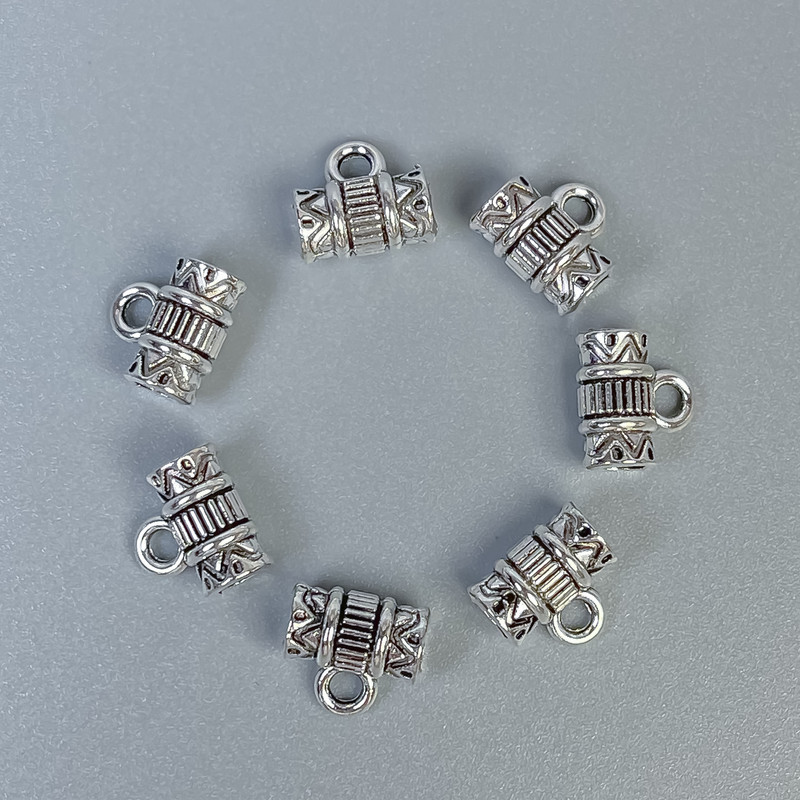 Bail Finding, Silver Metal Colour, Size 8×8×4mm+/- Holes Diameter 3mm+/- and 1.8mm+/-, 20g Pack (~45pcs)