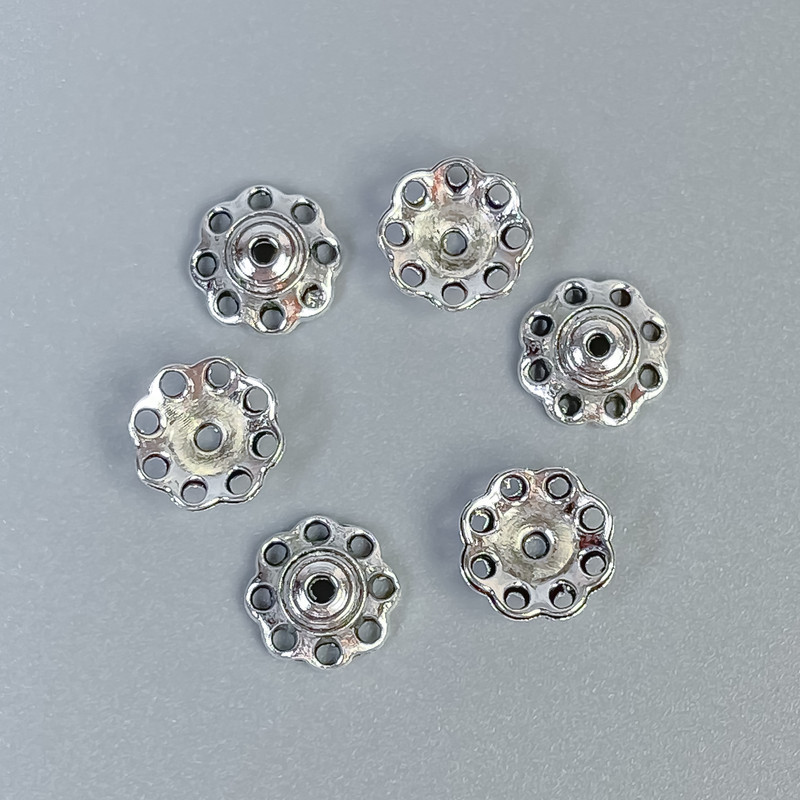 Bead Cap Finding, Silver Metal Colour, Diameter 8x1mm +/-, Hole Diameter 0.9mm +/-, Pack of 54pcs