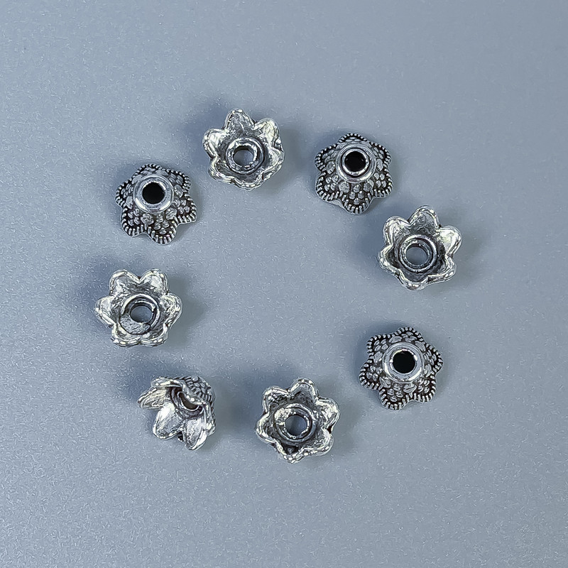 Cap end finding for beads, metal colour silver, d8×4, 5×1-mm±, hole diameter 2mm±, packaging 32 pcs
