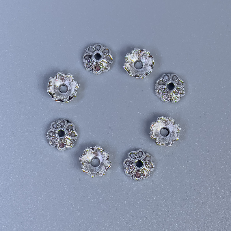 Bead Cap Finding, Silver Metal Colour, Diameter 6×0.8mm+/- Hole Diameter 1mm+/-, 20g Pack (~160pcs)