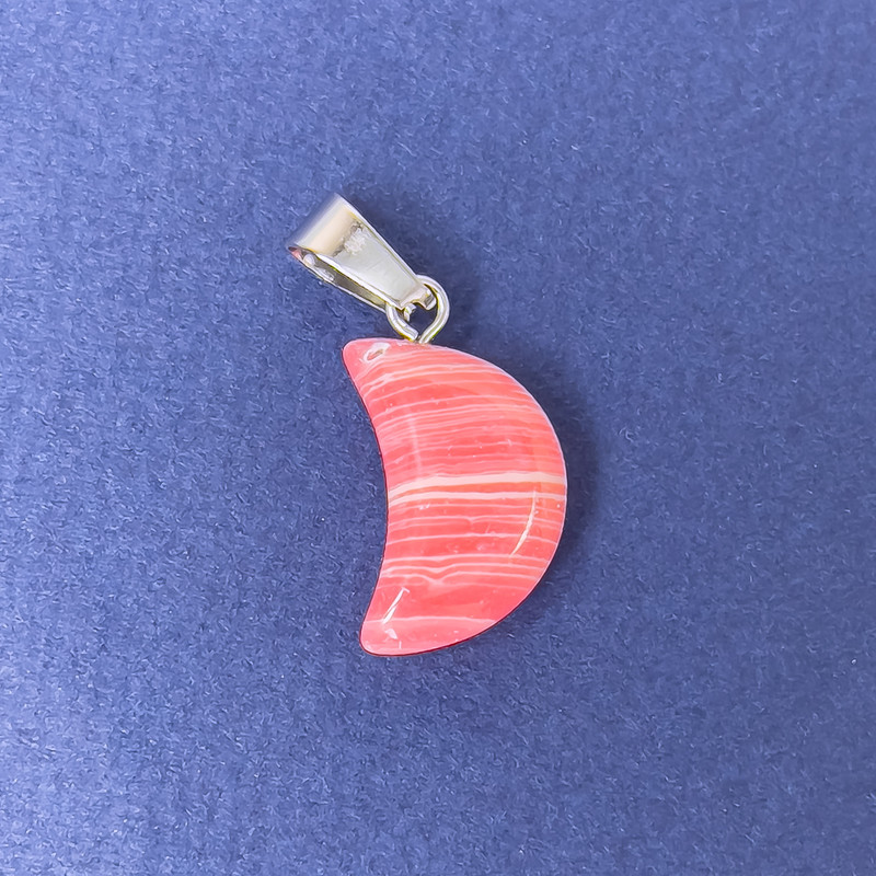 Moon Pendant Rhodochrosite Natural Stone 11x18x5x28mm+