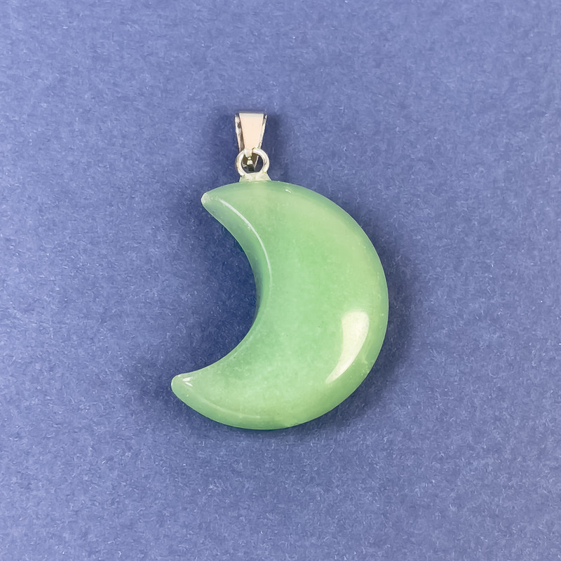 Moon Jade Pendant, Natural Stone 25x20x9x32mm+