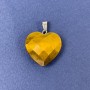 Tiger's Eye Heart Pendant, Natural Faceted Stone 20x20x8x25mm+