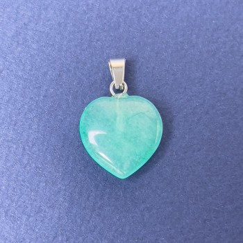 Aquamarine Heart Pendant (Toned Stone) 16x16x6x25mm+