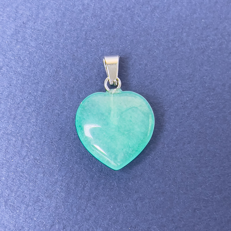 Aquamarine Heart Pendant (Toned Stone) 16x16x6x25mm+