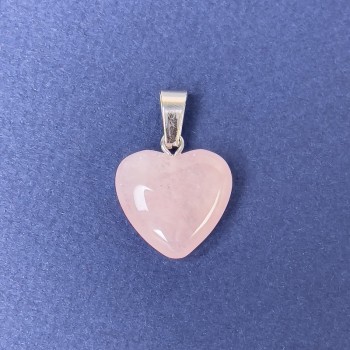 Heart pendant natural stone Pink quartz 16x16x6x25mm+